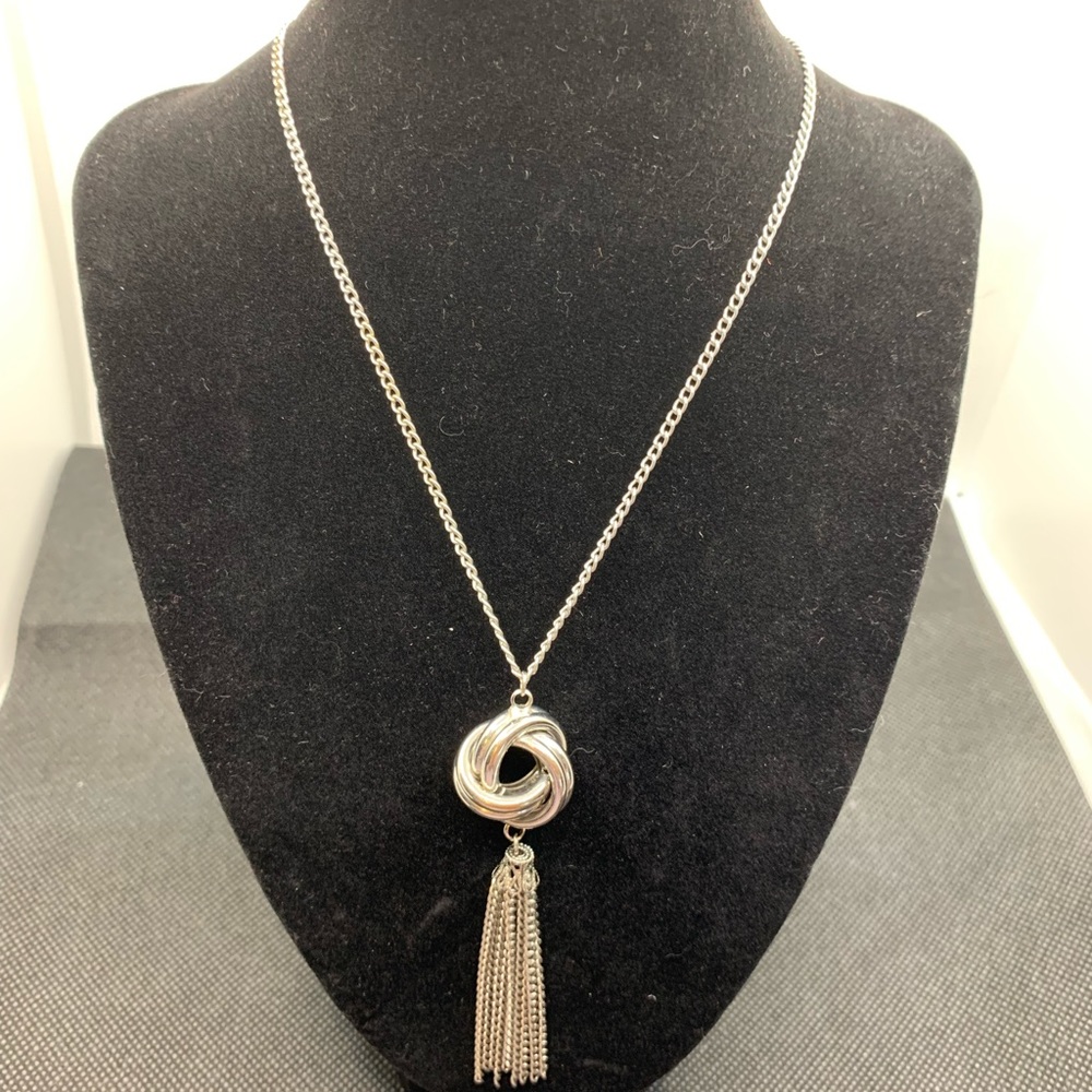Silver Infinity Knot with Tassel Necklace
